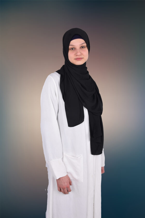 Silk Black Hijab - Image 3