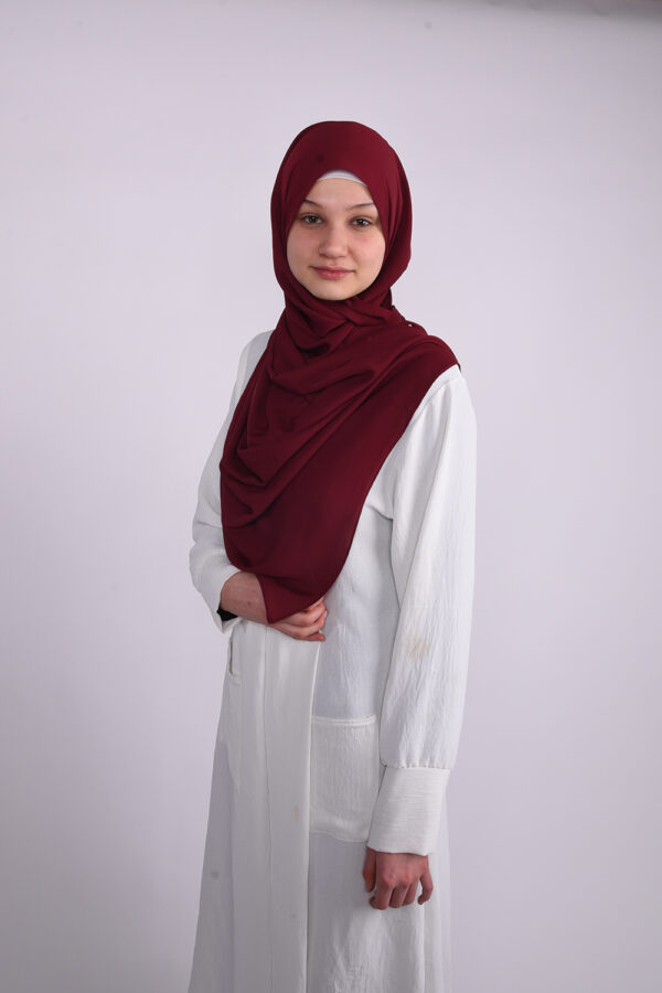 Silk Red Hijab - Image 4
