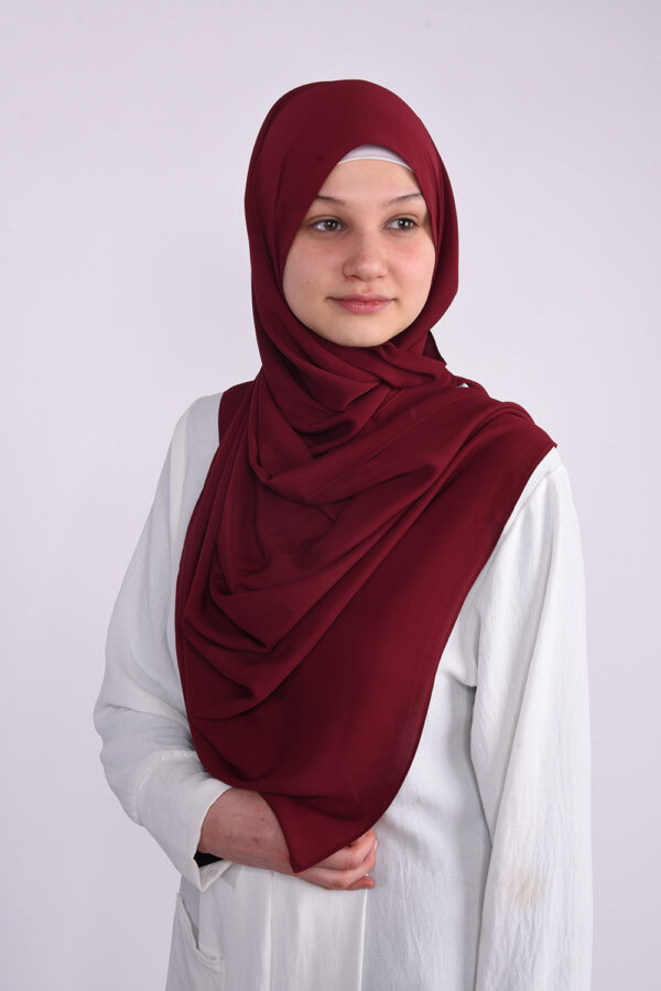 Silk Red Hijab - Image 5