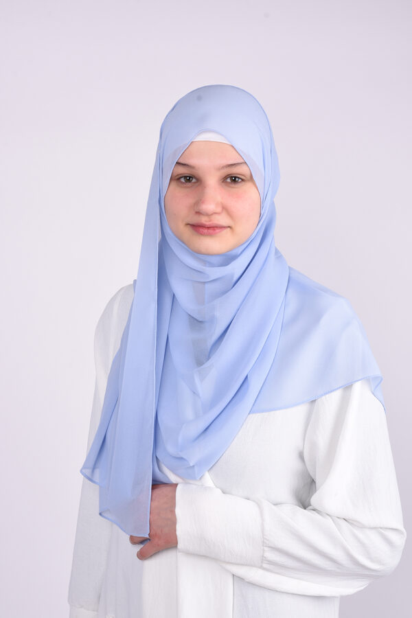 Silk Light Blue Hijab - Image 3