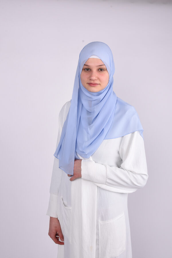 Silk Light Blue Hijab - Image 4
