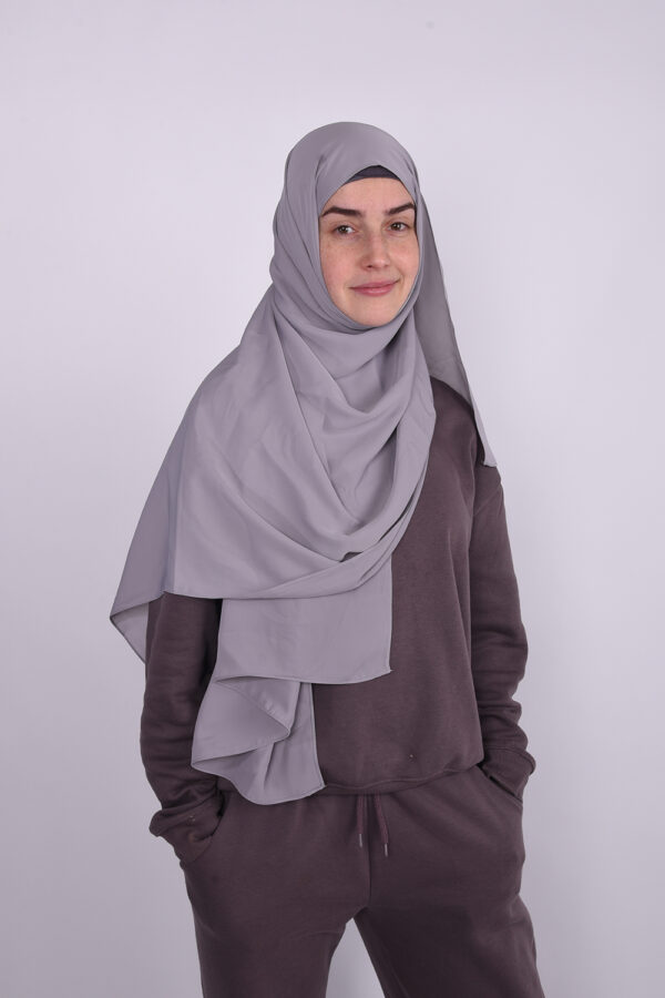 Silk Light Grey Hijab - Image 3