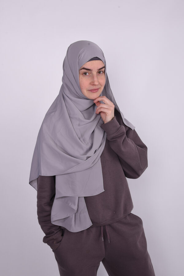 Silk Light Grey Hijab - Image 2