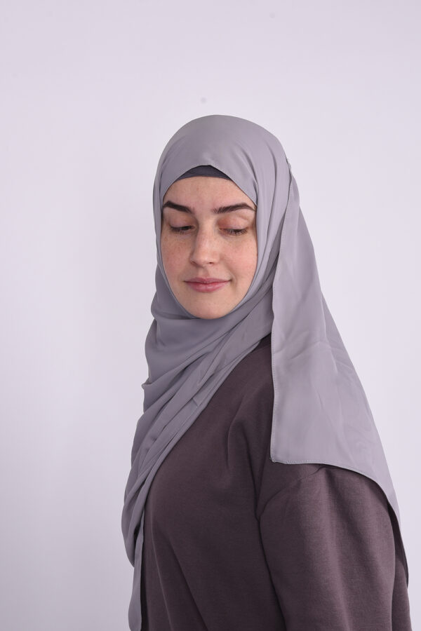 Silk Light Grey Hijab - Image 5