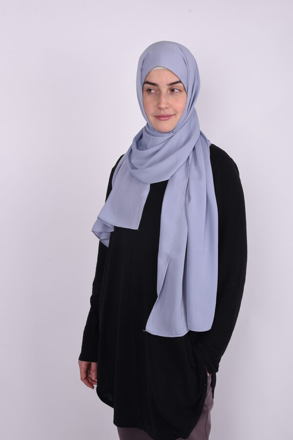 Silk Soft Blue Hijab - Image 3