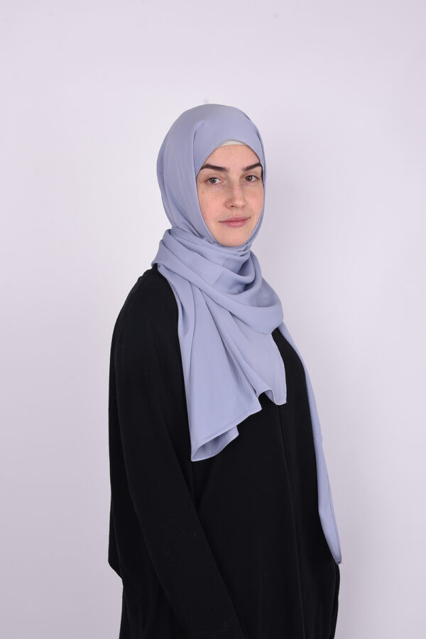 Silk Soft Blue Hijab - Image 4