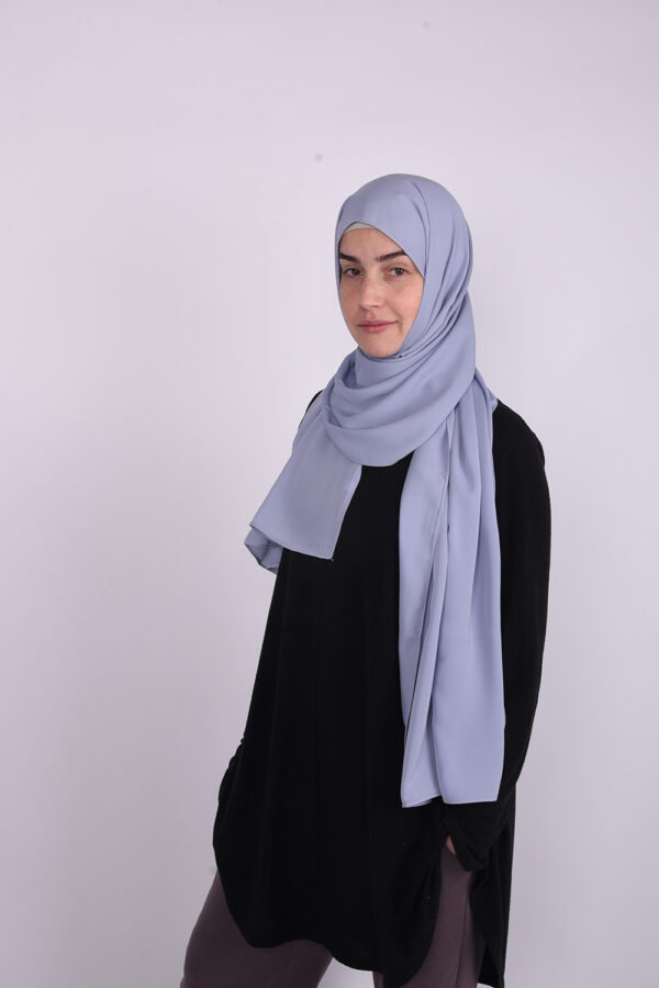 Silk Soft Blue Hijab - Image 5