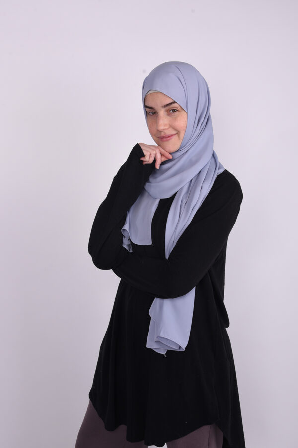Silk Soft Blue Hijab - Image 6