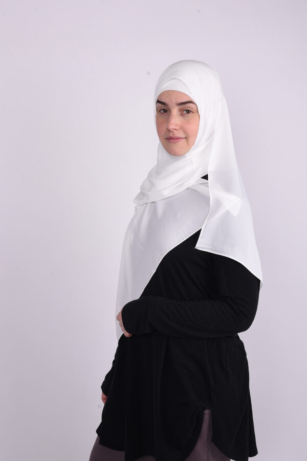 Silk White Hijab - Image 2
