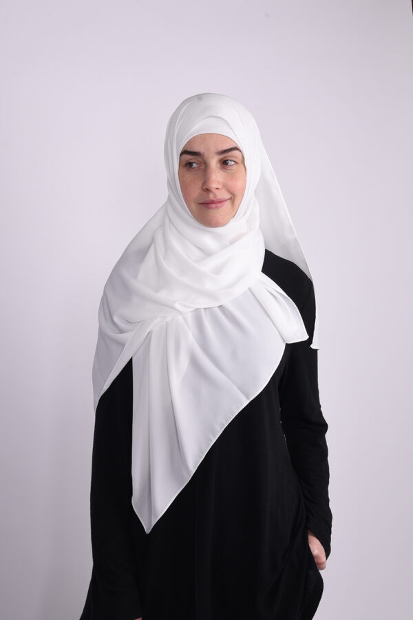 Silk White Hijab - Image 4