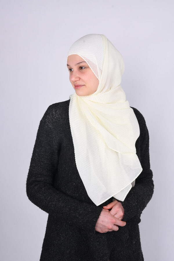 Ribbed White Hijab - Image 4